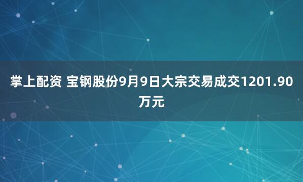 掌上配资 宝钢股份9月9日大宗交易成交1201.90万元